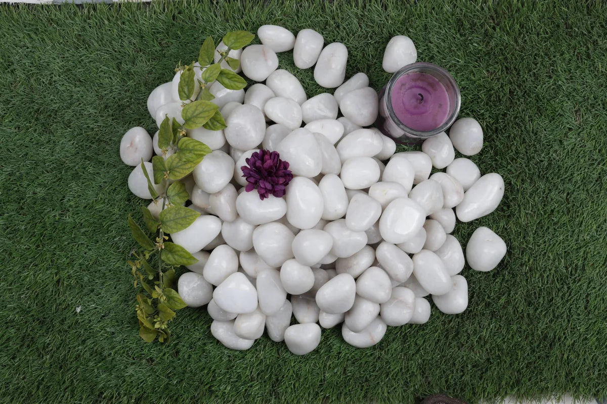 Pearl White Mix size Polished Pebbles
