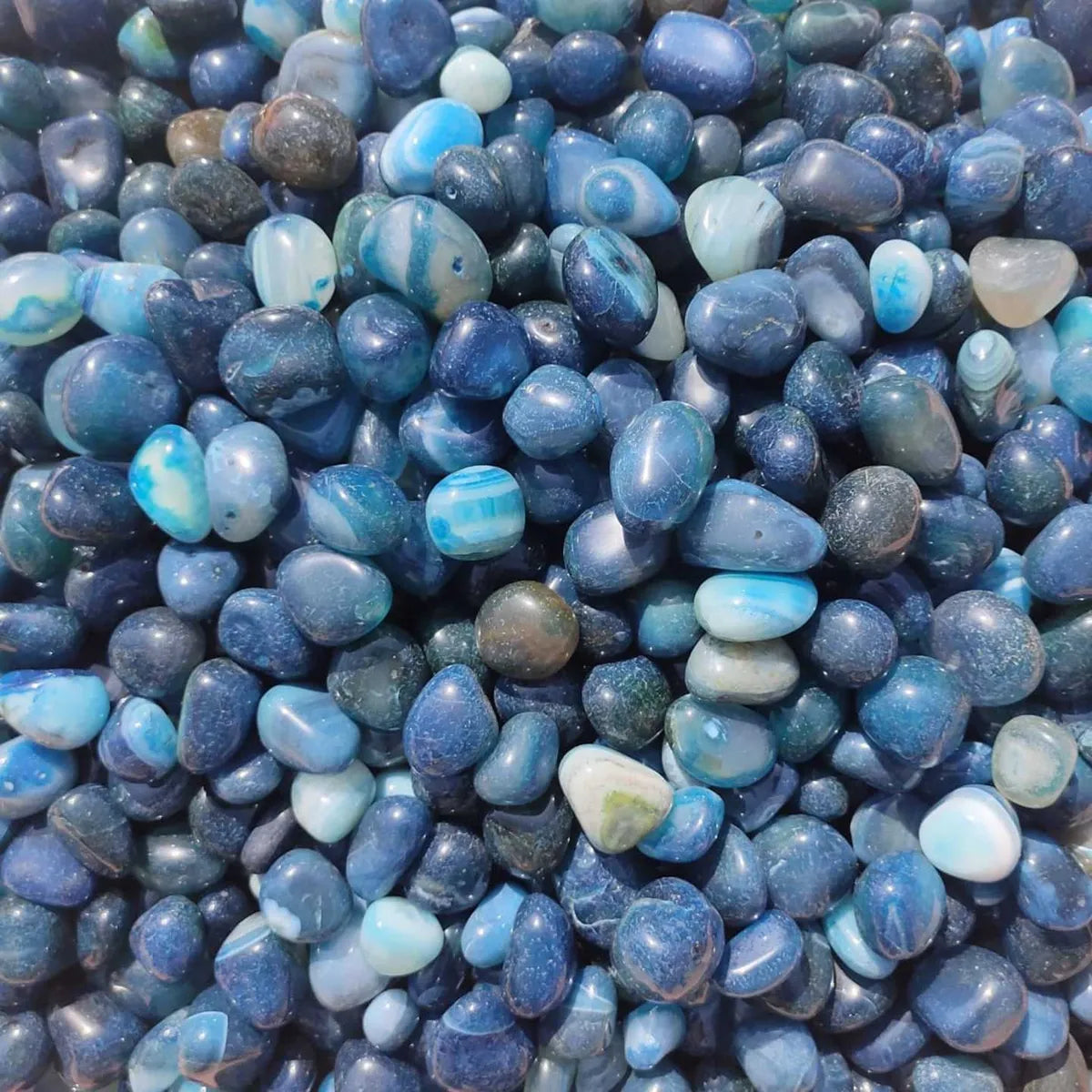 Bright Blue Onyx Gemstone Pebbles for Home Decor Accents, Planters and Aquariums
