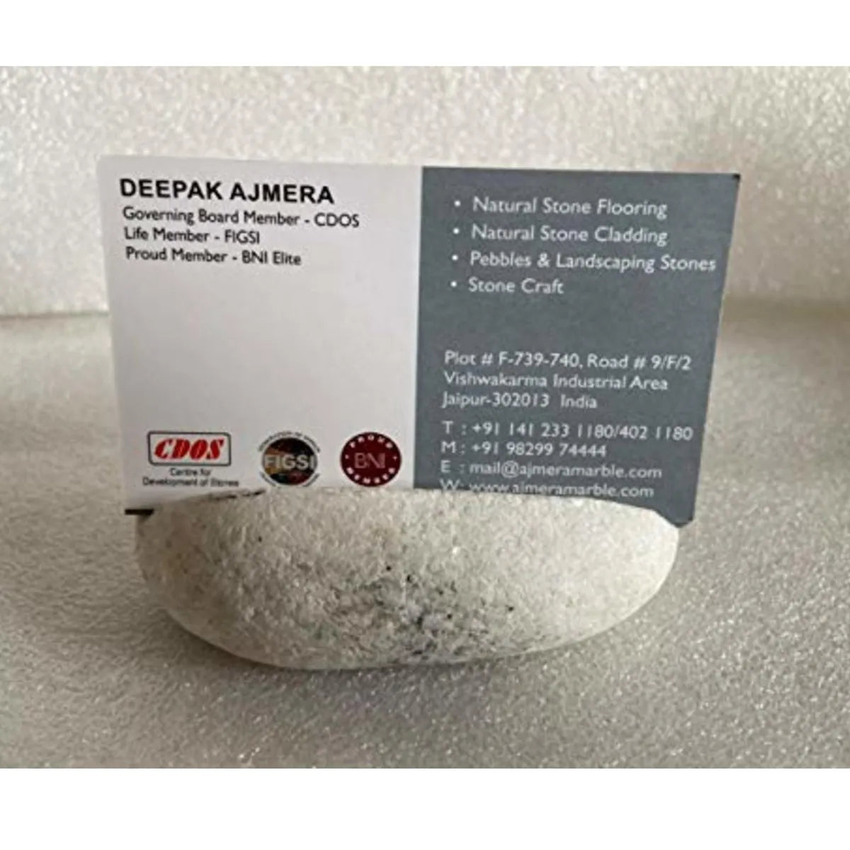 Snow White Natural Stone Handmade Designer Business Card Holder
