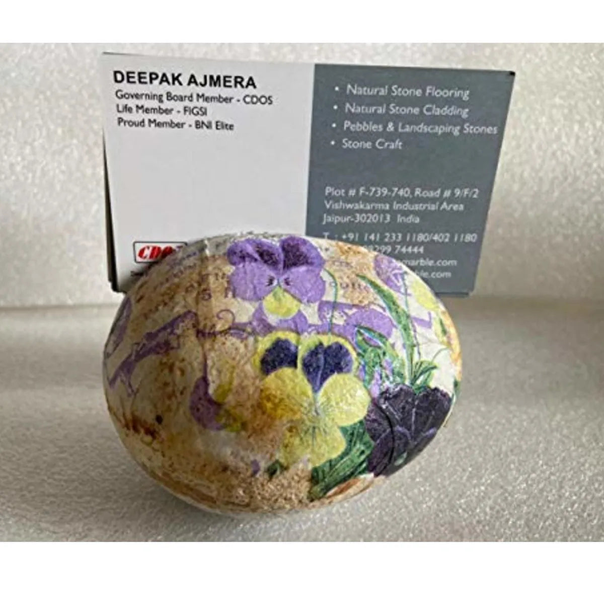 Floral Natural Stone Handmade Designer Business Card Holder