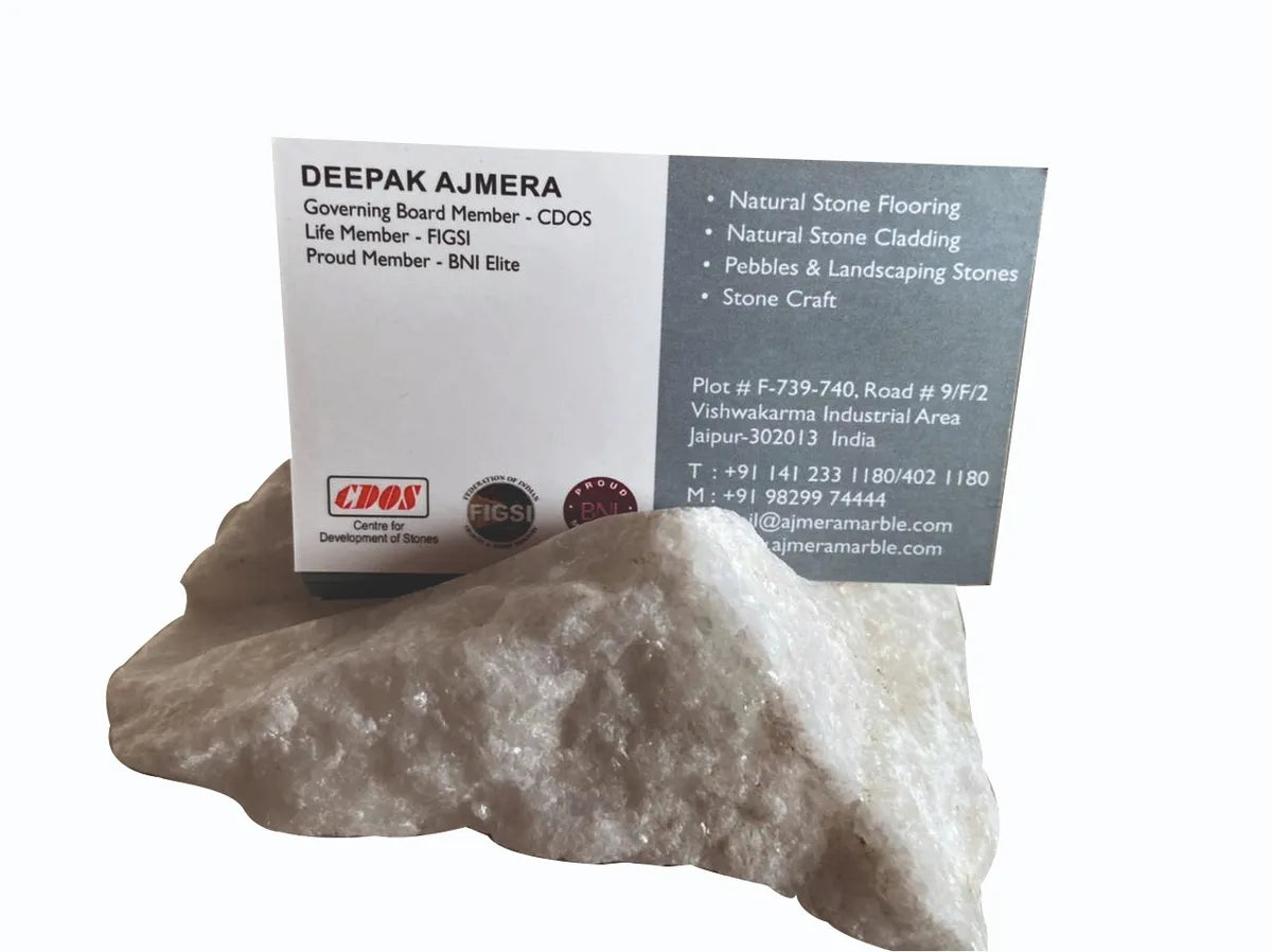 Marble Rock White Natural Stone Business Card Holder for desks and Gifting