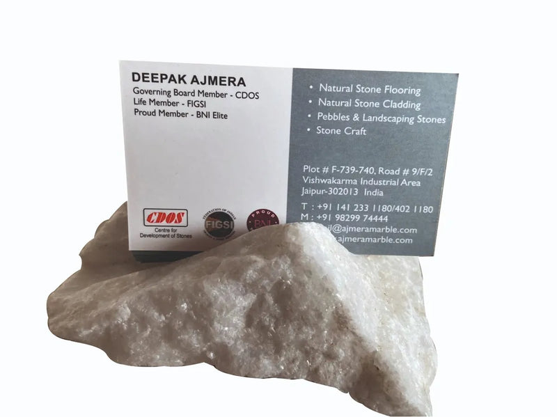 Marble Rock White Natural Stone Business Card Holder for desks and Gifting