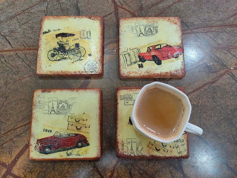 vintage cars marble coasters