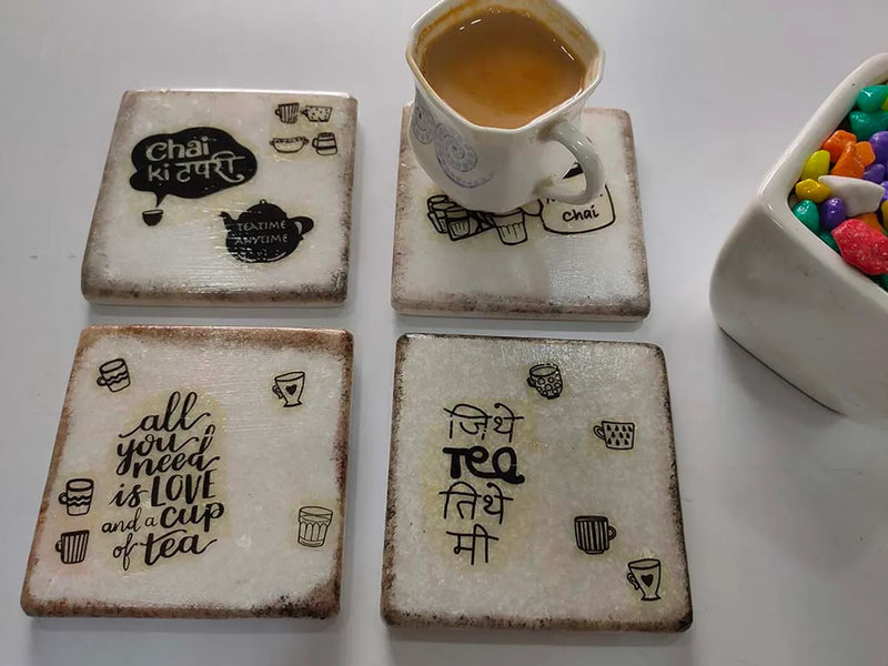 designer white and black marble coasters