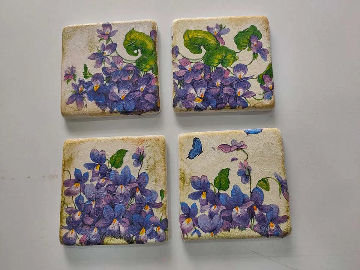 floral marble coasters