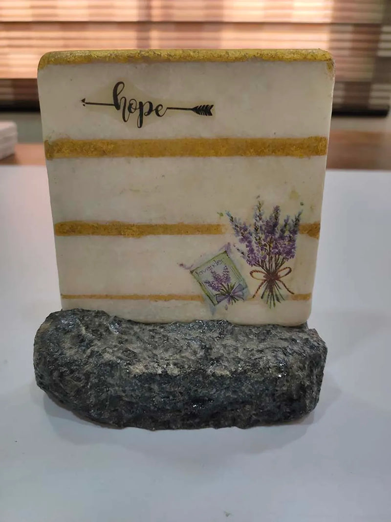 Marble 4" decorative plate with Granite rock stand