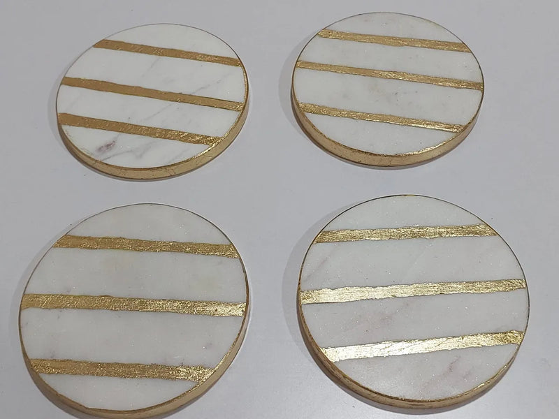 mat gold round marble coasters