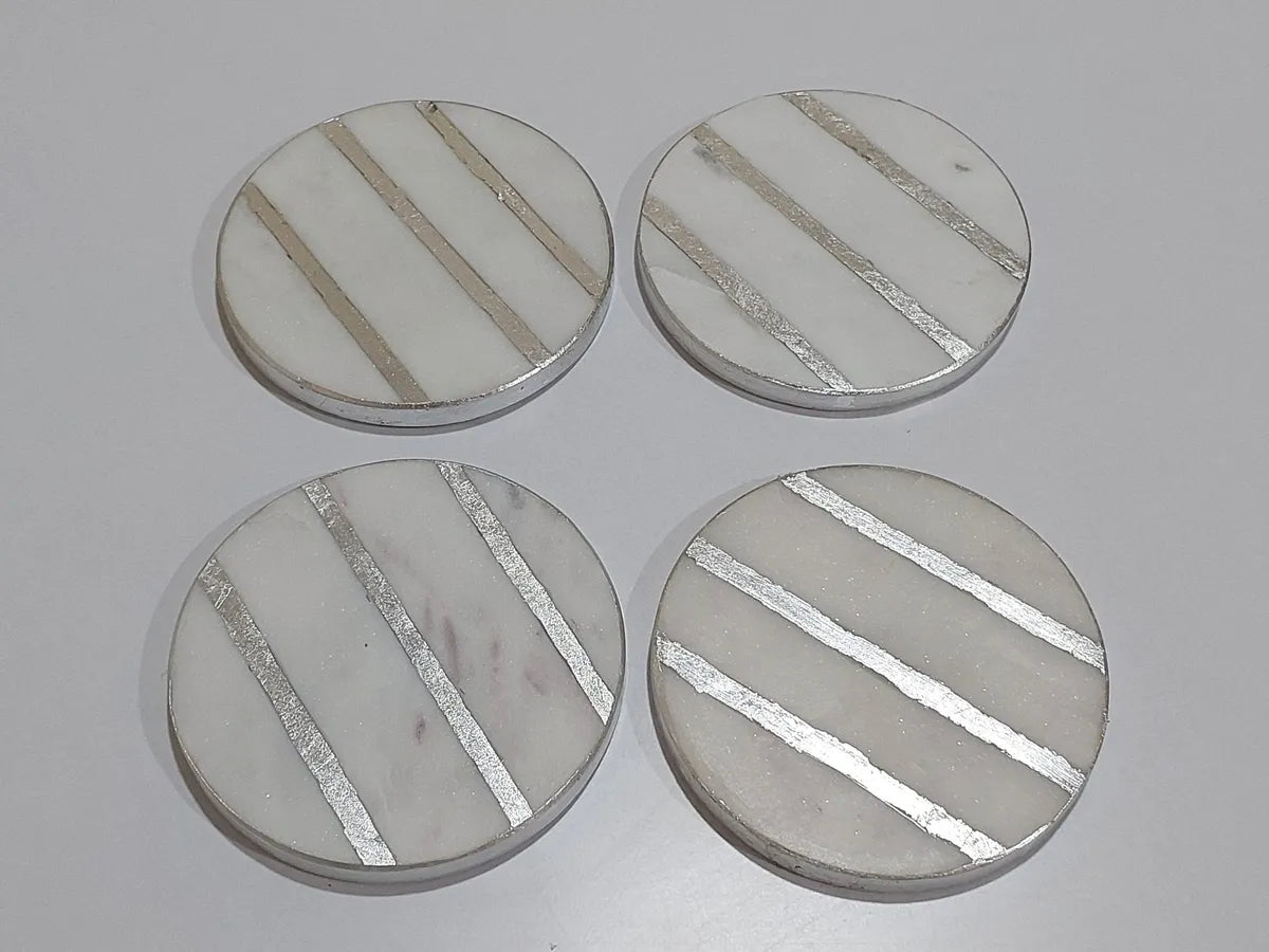 mat silver marble coasters