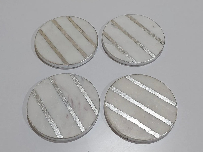 mat silver marble coasters