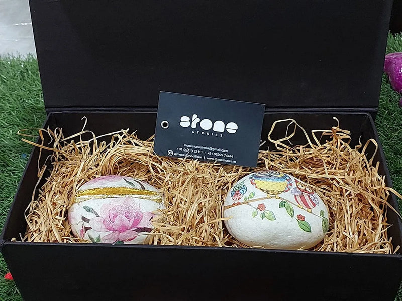 Multipurpose Premium Gift Set and Hamper including Marble Decoupaged Business Card Holder and Paperweight for Corporate and Personal Gifting