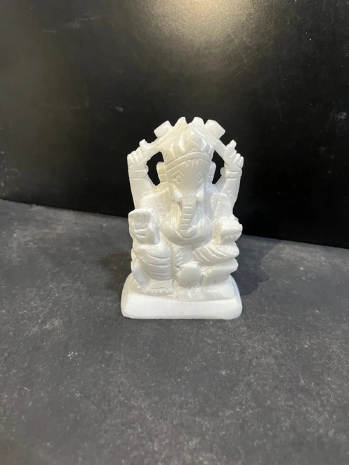 4 nch White Marble Ganesh Idol/Murti Left Trunk for Home Temple and Gifting