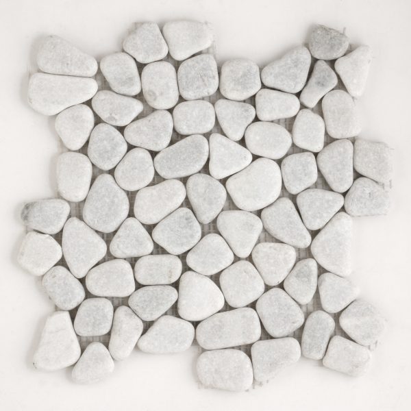 Stonestories Crystal white Flat Pebble Mosaic Tile for Wall Cladding and Flooring - set of 4 - 30 cm x 30 cm Interlocking tiles