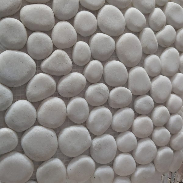 Stonestories Snow white Flat Pebble Mosaic Tile for Wall Cladding and Flooring - set of 4 - 30 cm x 30 cm Interlocking tiles - Image 2